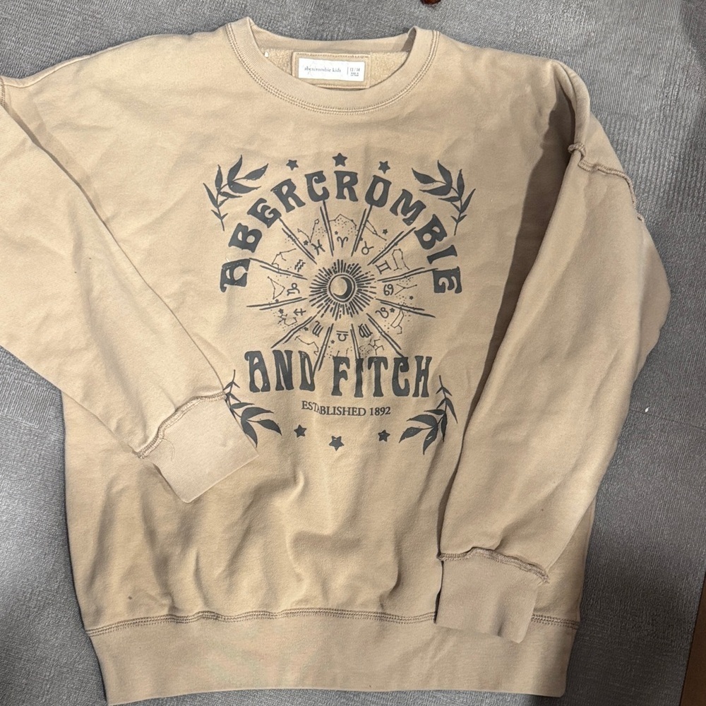 Abercrombie Kids Beige Astrology Graphic Print Crewneck Sweatshirt 13/14